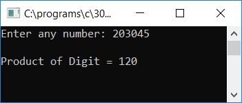 print product of digits of number c