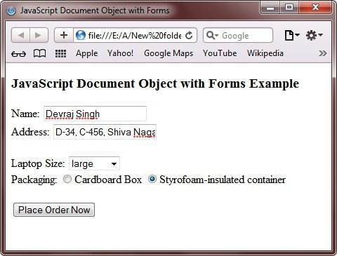 document object with forms