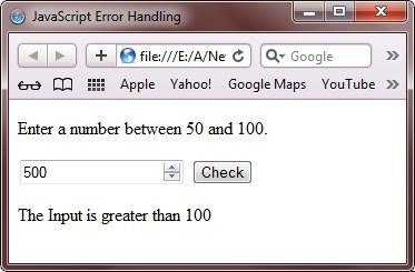 error handling in javascript