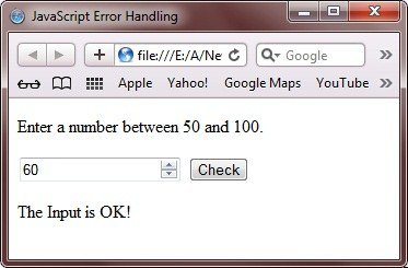 error handling program in javascript
