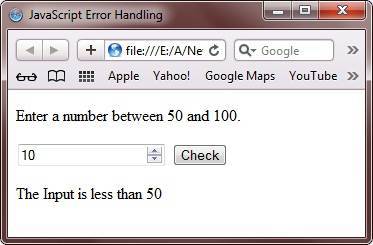 javascript error handling program