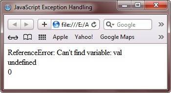 javascript exception handling using onerror event