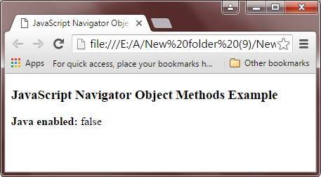 javascript navigator object methods