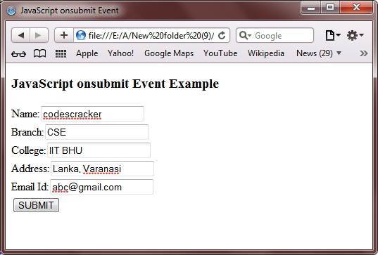 javascript onsubmit event example