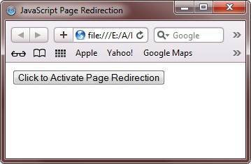 javascript page redirection