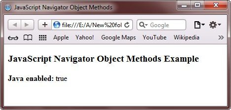 navigator object methods