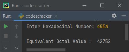 hexadecimal to octal conversion in python