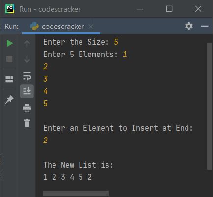 insert element in list at end python