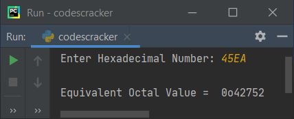 python convert hexadecimal to octal